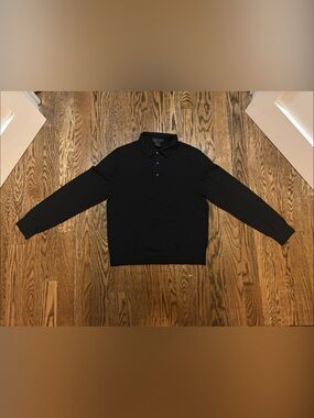 Bloomingdale’s Men’s Wool Black Long-Sleeve Polo Size Large